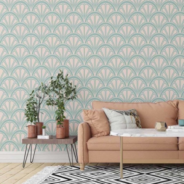 Papel de Parede Adesivo Geométrico Conchas Art...