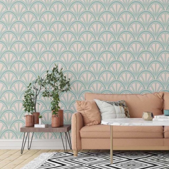 Papel de Parede Adesivo Geométrico Conchas Art Deco N014029