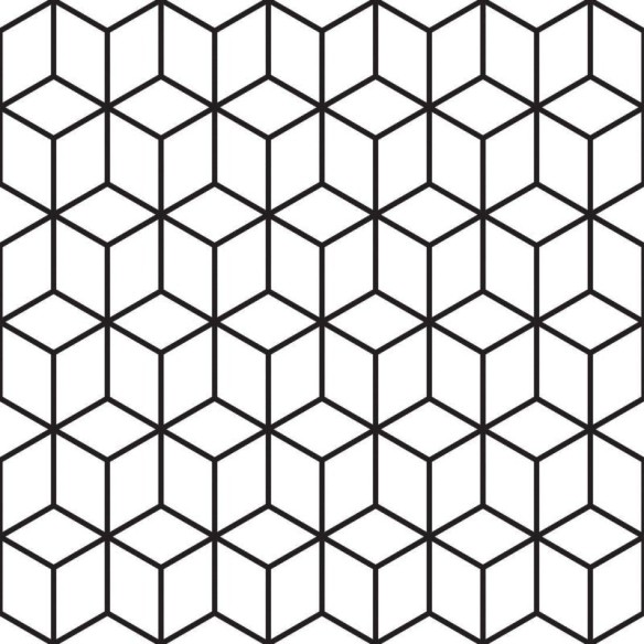 Papel de Parede Adesivo Geométrico Cubos 3D Colorir N017056