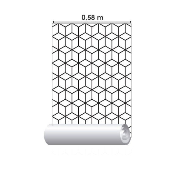 Papel de Parede Adesivo Geométrico Cubos 3D Colorir N017056
