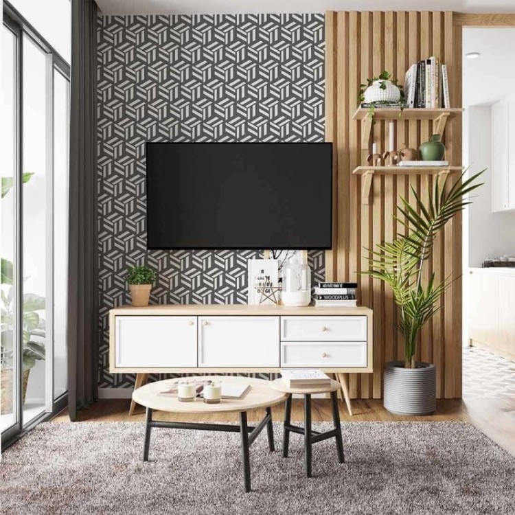 Papel de Parede Adesivo Geométrico Cubos N4204