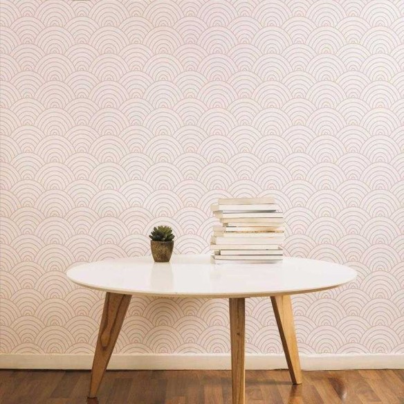 Papel de Parede Adesivo Geométrico Curvas Rosa N05288
