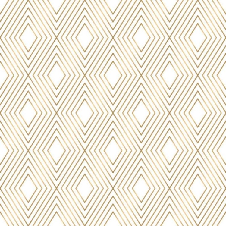 Papel de Parede Adesivo Geométrico Dourado e...