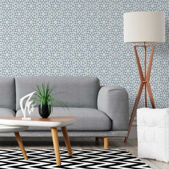 Papel de Parede Adesivo Geométrico em Linhas Azul N05220