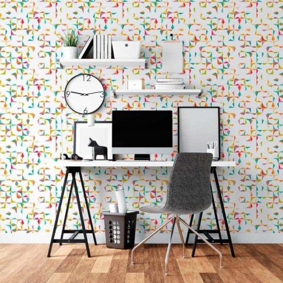 Papel de Parede Adesivo Geométrico Estrela Colorido N06184