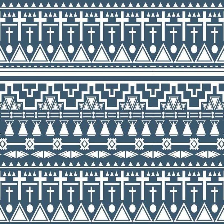 Papel de Parede Adesivo Geométrico Étnico Azul...