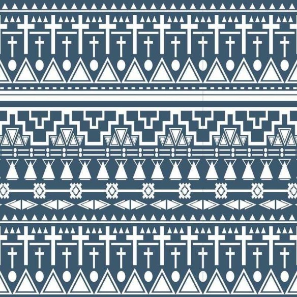 Papel de Parede Adesivo Geométrico Étnico Azul N05111