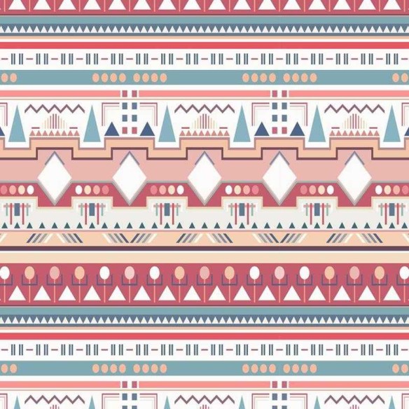 Papel de Parede Adesivo Geométrico Étnico Rosa e Azul N05120