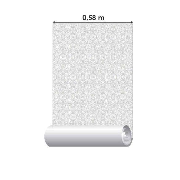 Papel de Parede Adesivo Geométrico Floral Cinza N04254