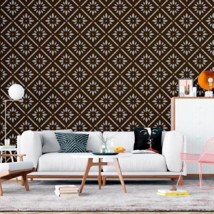 Papel de Parede Adesivo Geométrico Floral N011004