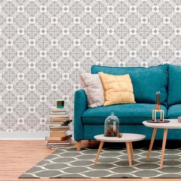 Papel de Parede Adesivo Geométrico Floral N012061