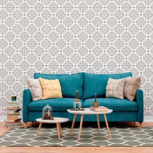 Papel de Parede Adesivo Geométrico Floral N012061