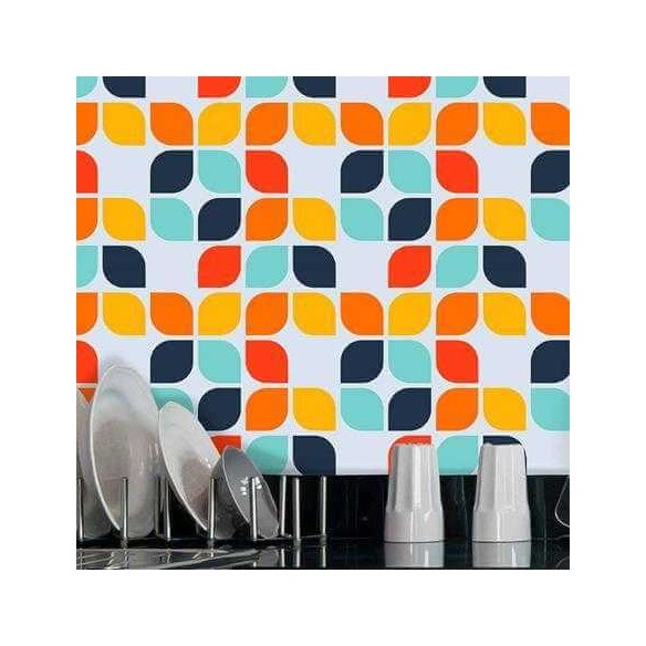 Papel de Parede Adesivo Geométrico Folhas 74772347