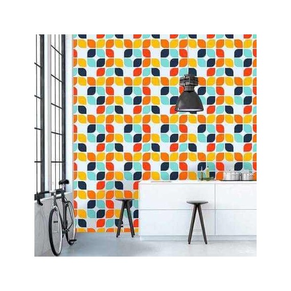 Papel de Parede Adesivo Geométrico Folhas 74772347