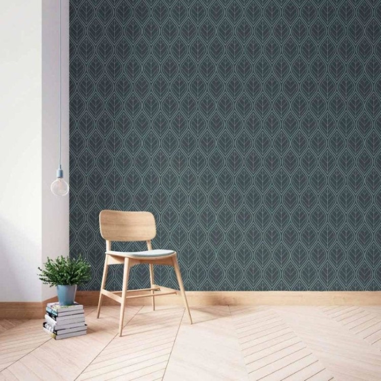 Papel de Parede Adesivo Geométrico Folhas Art...