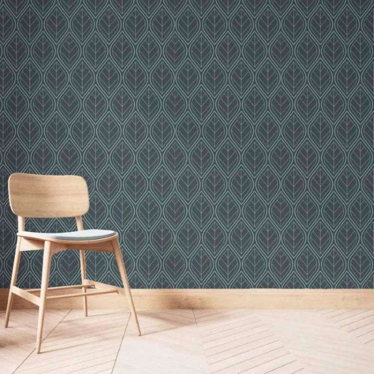 Papel de Parede Adesivo Geométrico Folhas Art...