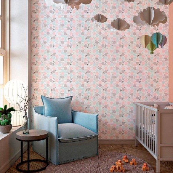 Papel de Parede Adesivo Geométrico Fundo Mármore N010197