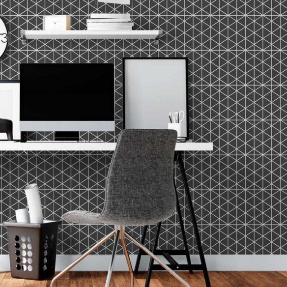Papel de Parede Adesivo Geométrico Linhas PB N06150