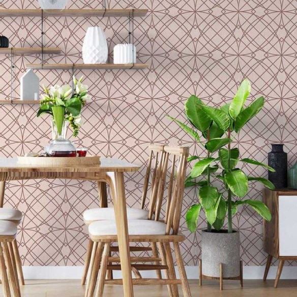 Papel de Parede Adesivo Geométrico Linhas Rosa N05291