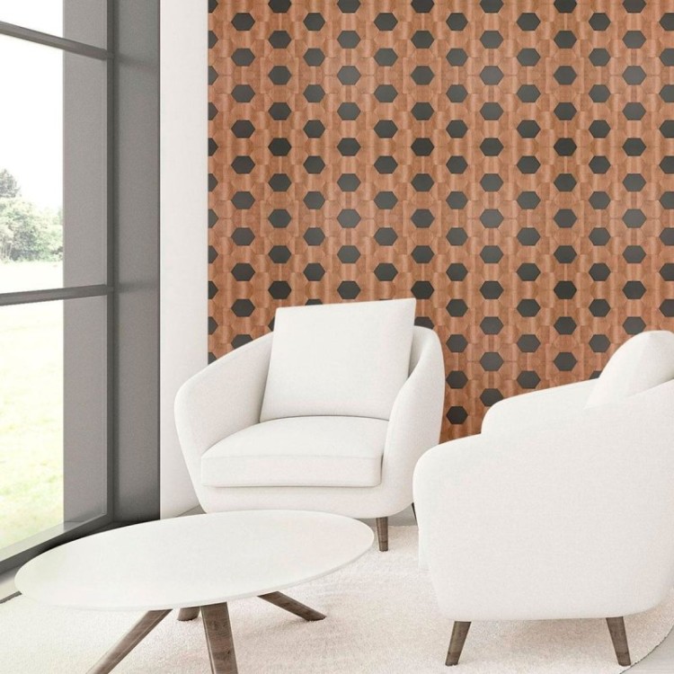 Papel de Parede Adesivo Geométrico Madeira N010055