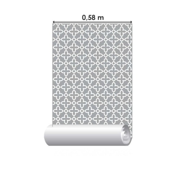 Papel de Parede Adesivo Geométrico Marroquino Cinza N04288