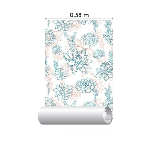 Papel de Parede Adesivo Abstrato Crisântemos Fundo Branco N07006