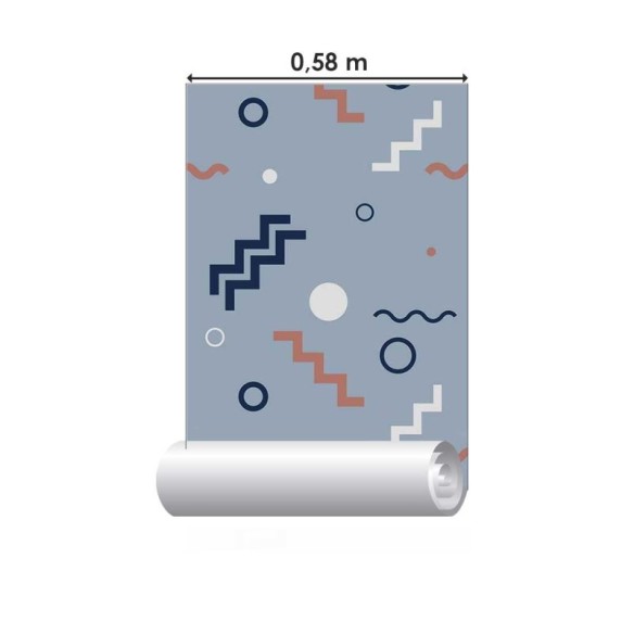 Papel de Parede Adesivo Geométrico Minimalista Azul Claro N07096