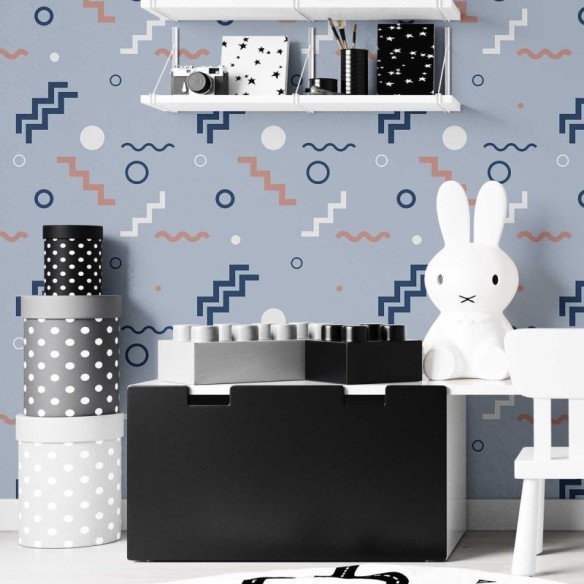 Papel de Parede Adesivo Geométrico Minimalista Azul Claro N07096