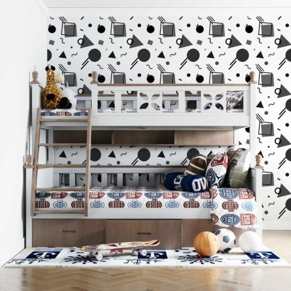 Papel de Parede Adesivo Geométrico Minimalista Branco e Cinza N07087