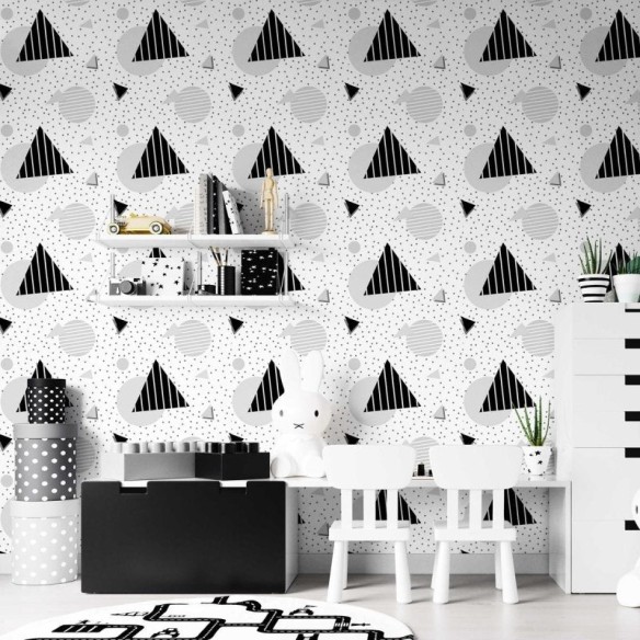 Papel de Parede Adesivo Geométrico Minimalista Poá N07088
