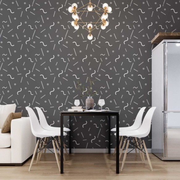 Papel de Parede Adesivo Geométrico Minimalista Preto e Cinza N07086