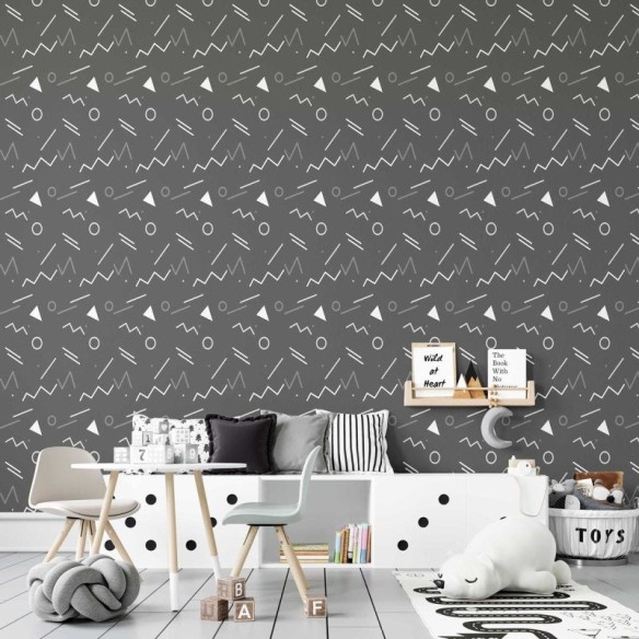 Papel de Parede Adesivo Geométrico Minimalista Preto N07089