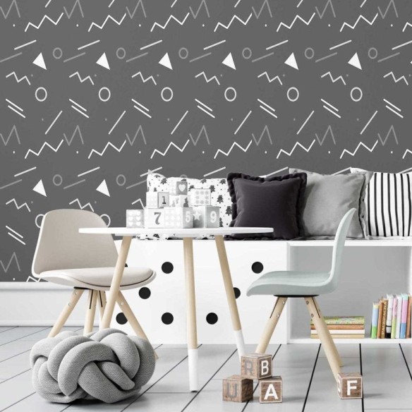 Papel de Parede Adesivo Geométrico Minimalista Preto N07089