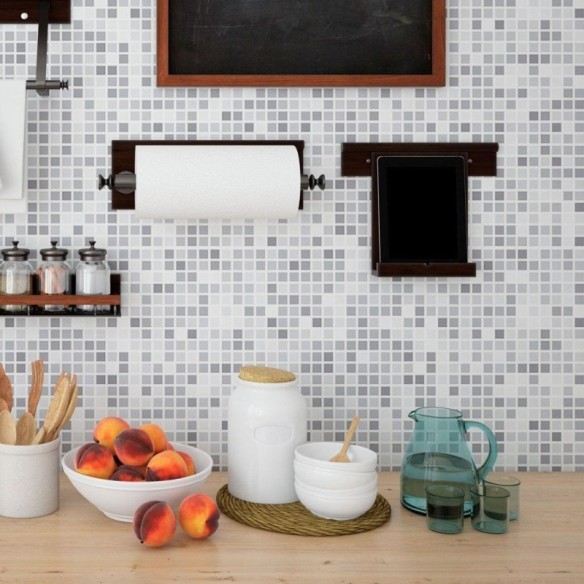 Papel de Parede Adesivo Geométrico Mosaico Pastilhas N013253