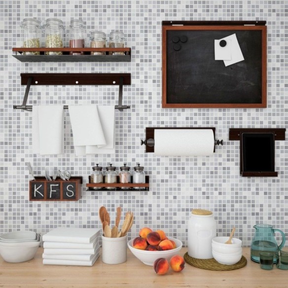 Papel de Parede Adesivo Geométrico Mosaico Pastilhas N013253