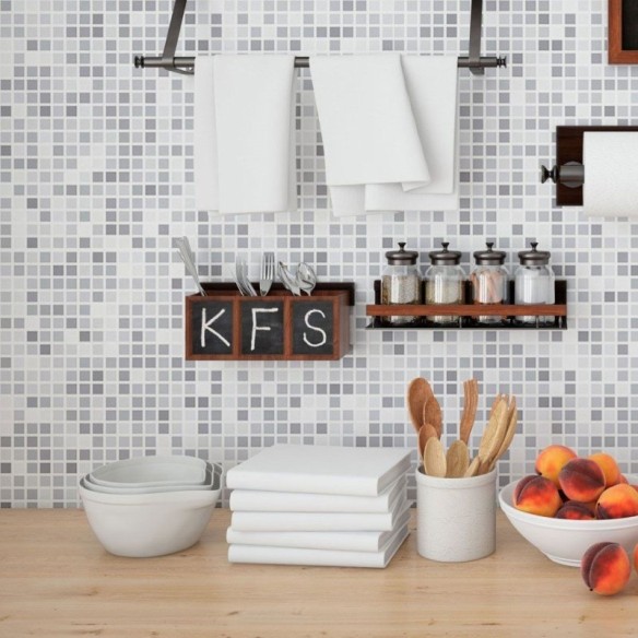 Papel de Parede Adesivo Geométrico Mosaico Pastilhas N013253