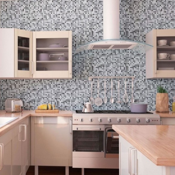 Papel de Parede Adesivo Geométrico Mosaico Pastilhas N013254