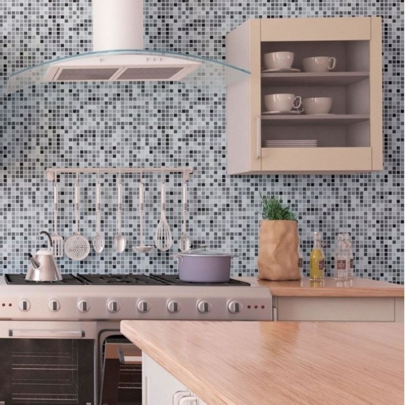 Papel de Parede Adesivo Geométrico Mosaico Pastilhas N013254