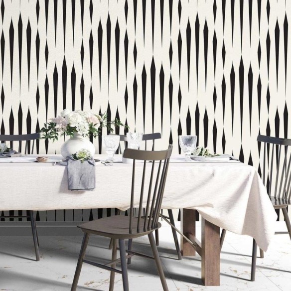 Papel de Parede Adesivo Geométrico off White e Preto N04277