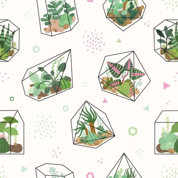 Papel de Parede Adesivo Geométrico Plantas Jovem N018119
