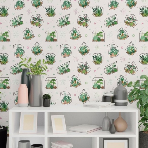 Papel de Parede Adesivo Geométrico Plantas Jovem N018119