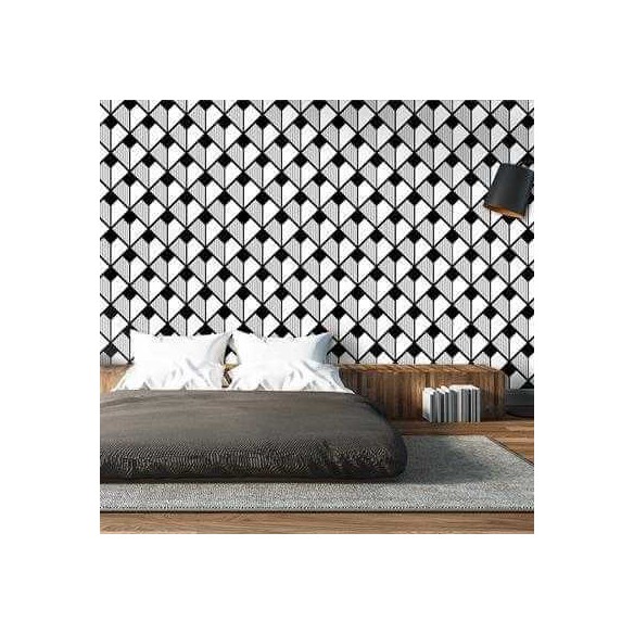 Papel de Parede Adesivo Geometrico Preto e Branco 0199
