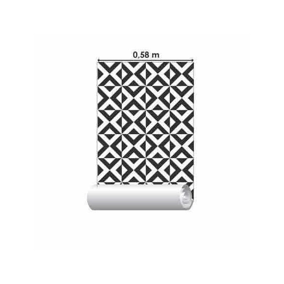 Papel de Parede Adesivo Geometrico Preto e Branco 078