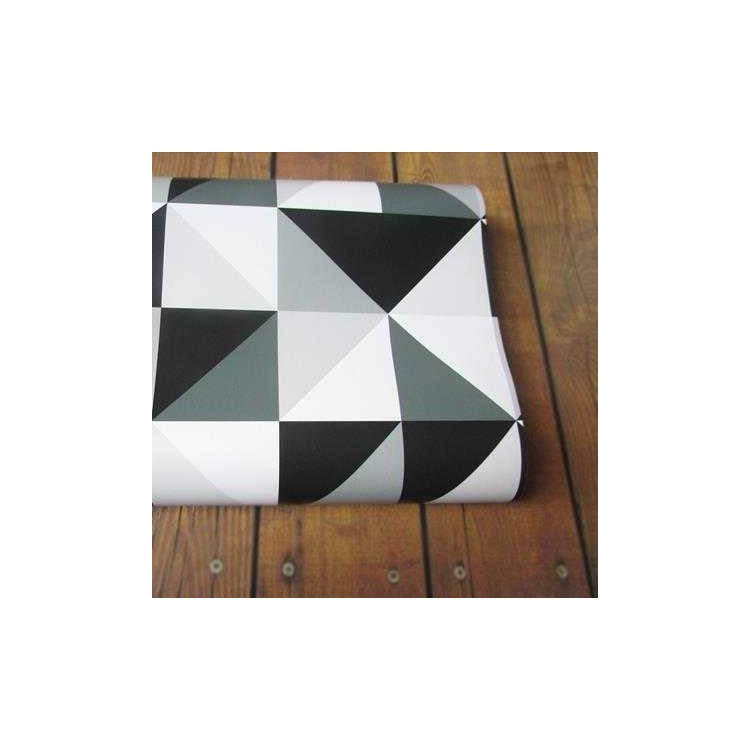 Papel de Parede Adesivo Geométrico Preto E...