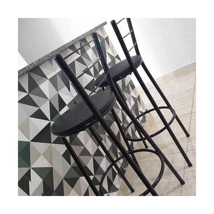 Papel de Parede Adesivo Geométrico Preto E...