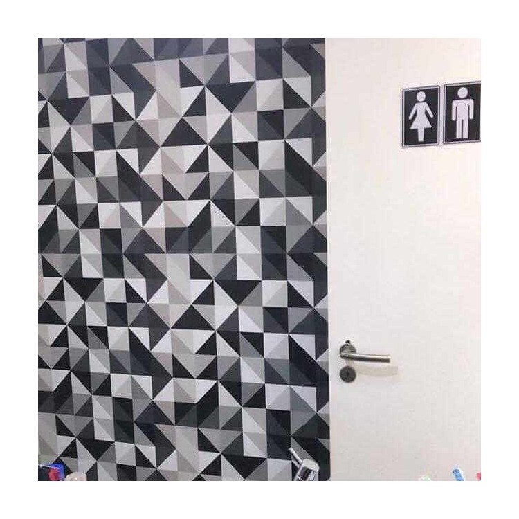 Papel de Parede Adesivo Geométrico Preto E...