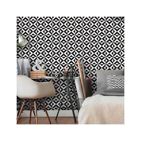 Papel de Parede Adesivo Geometrico preto e branco 380915