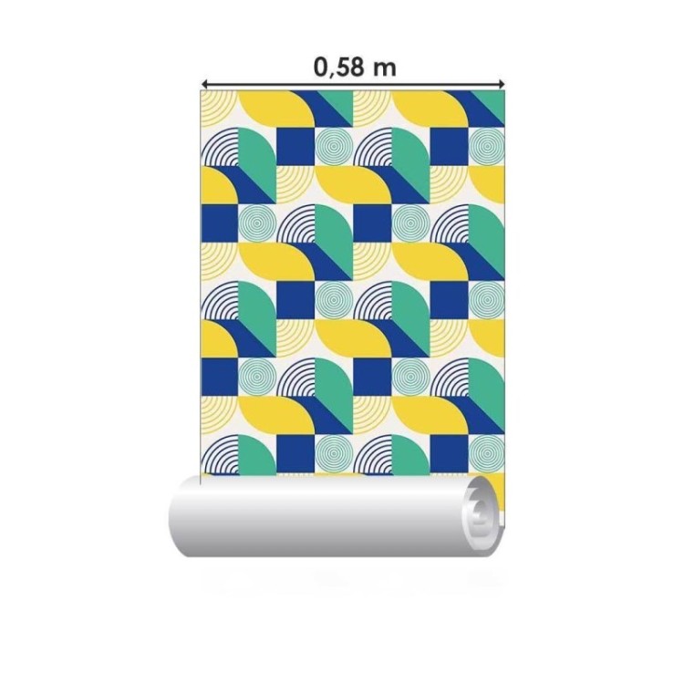 Papel de Parede Adesivo Geométrico Retrô N018090