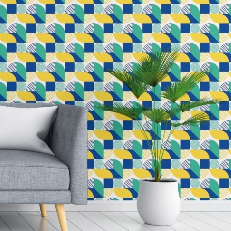 Papel de Parede Adesivo Geométrico Retrô N018090