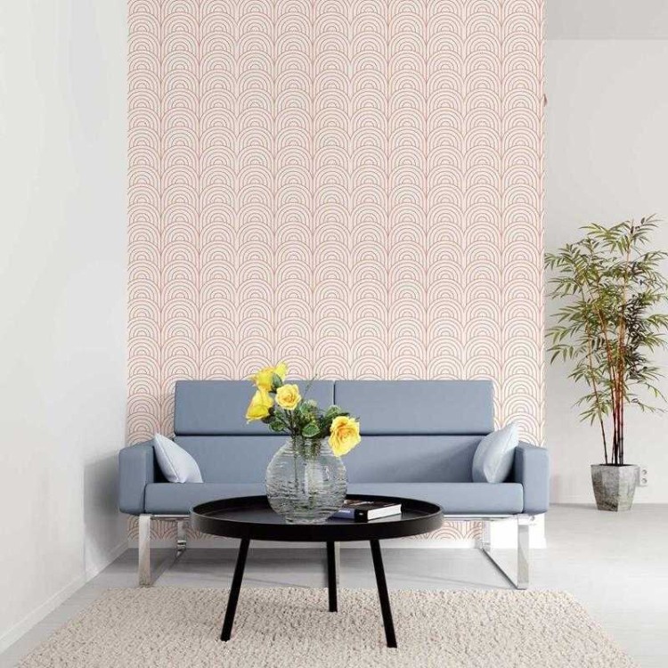 Papel de Parede Adesivo Geométrico Retrô Rosa...